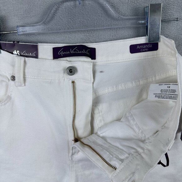 Gloria Vanderbilt Amanda Capri Jeans Women Size 12 Ultra Stretch High Rise White - Picture 5 of 12